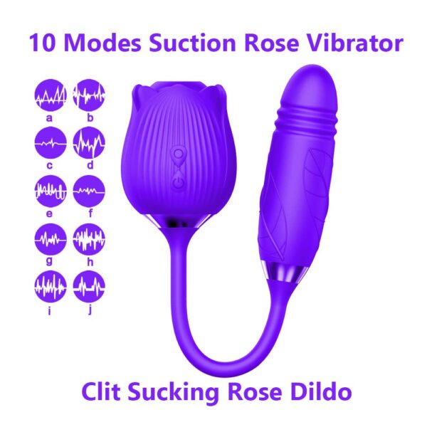 ROSA SUCCIONADOR Y VIBRADOR TELESCÓPICO 2 EN 1 SN-006 - Image 2