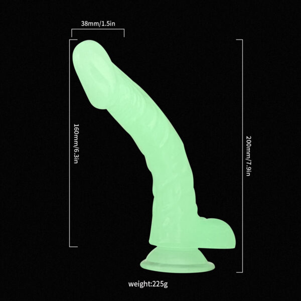 DILDO CON TESTICULOS FLUORESENTE TPE 22 CM QS-FLO1 - Image 2