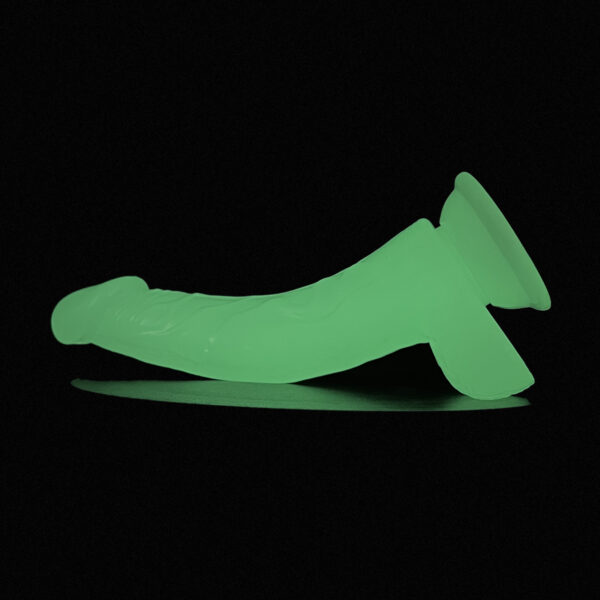 DILDO CON TESTICULOS FLUORESENTE TPE 22 CM QS-FLO1 - Image 3