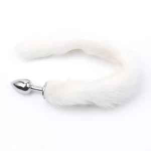 COLA DE ZORRO CON PLUG DE METAL BLANCO