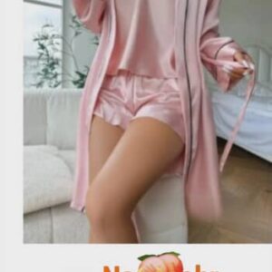 Pijama Bata con short y playera rosa